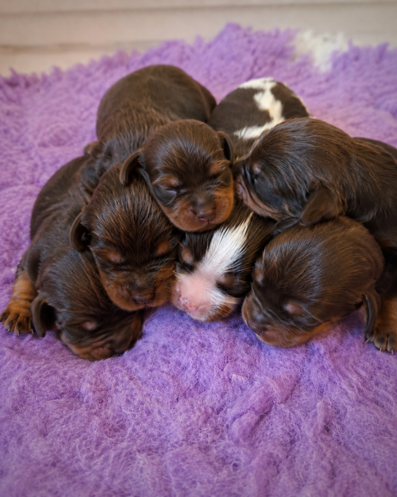 Chocolate and tan male and females